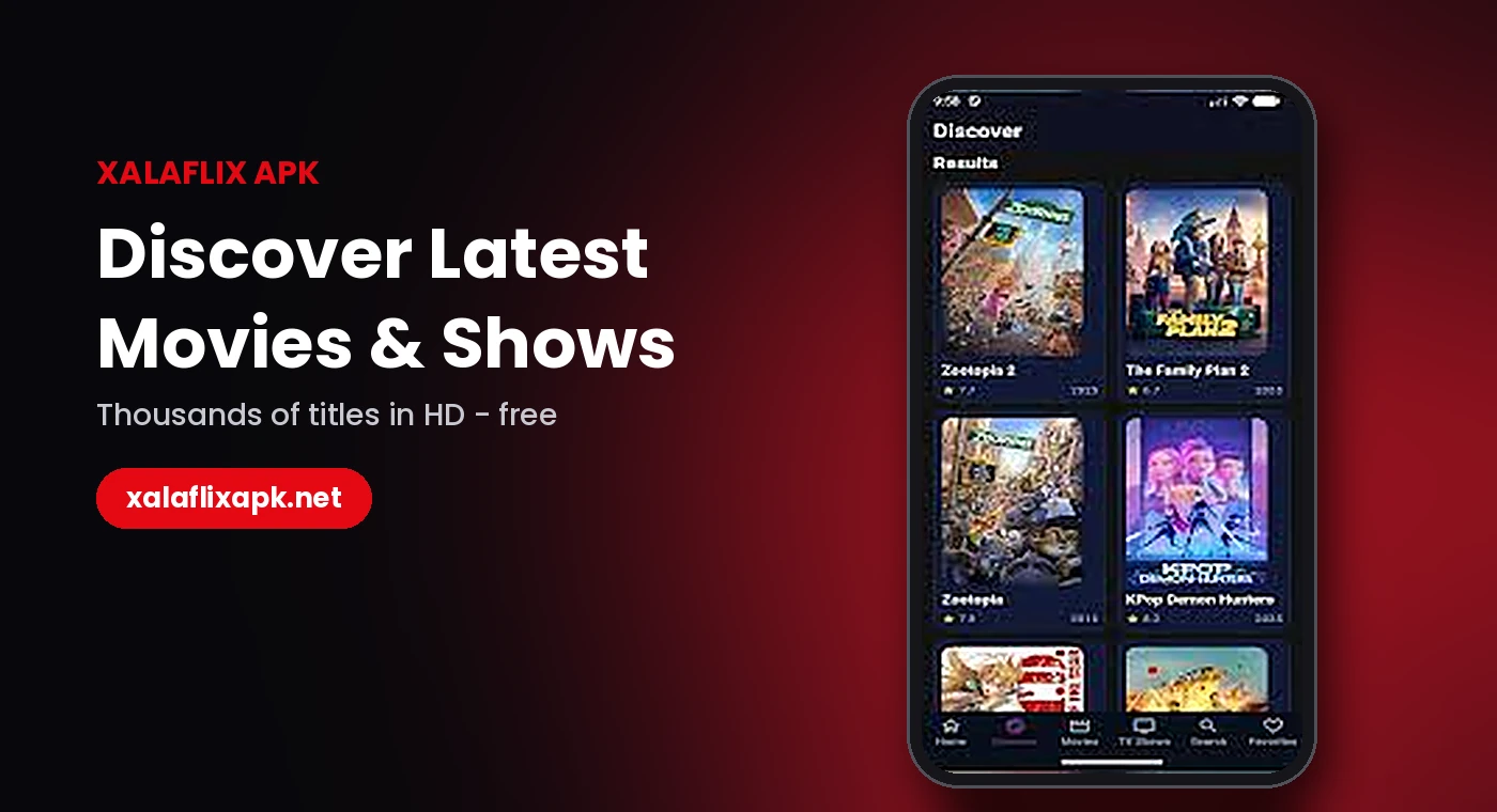 XalaFlix APK app Discover screen.